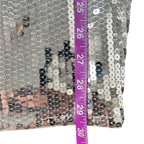 Abercrombie & Fitch Sequin Tee Shift Mini Dress Silver NWT Medium Petite - Picture 10 of 14